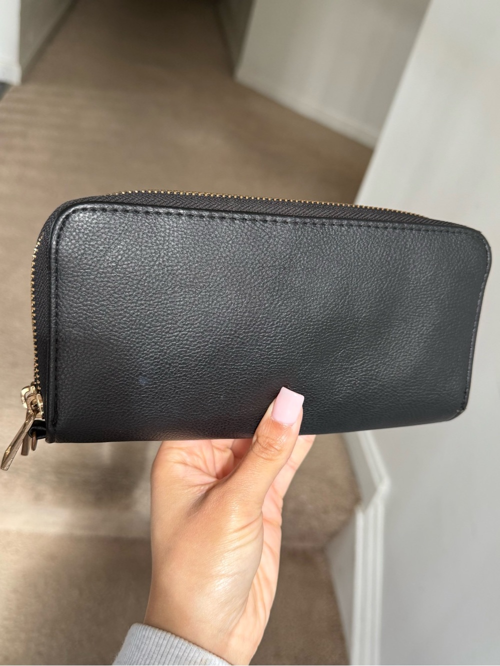 Classic Black Zip-Around Wallet